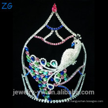 Moda Design Colorido Rhinestone Padrão Tiara Pavão Crown nupcial coroa jóia tiara casamento